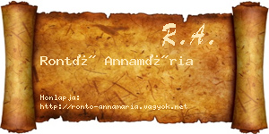 Rontó Annamária névjegykártya